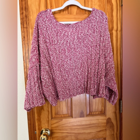 Free People Good Day Cropped Sweater Pink Size Large - Picture 8 of 9